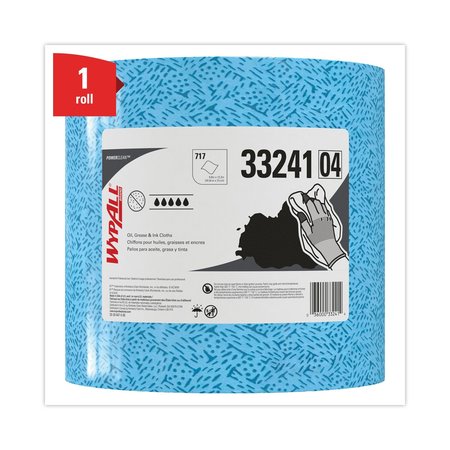 Wypall Towels & Wipes, Blue, Roll, Polypropylene, 717 Wipes, 9 3/5 in x 13 2/5 in, 717 PK 33241